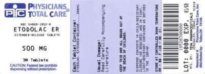 Etodolac Er Tablets 500 mg Label (500mg Package Label)